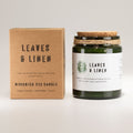 Greenman Woodwick Soy Candle Leaves & Linen in Deep Green Jar