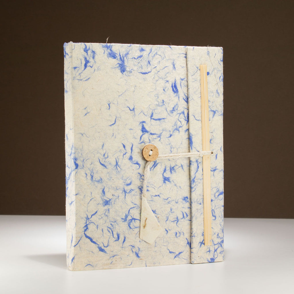 Lokta Mixed Blue Cotton Notebook Large with Bookmark and 45 Leaves