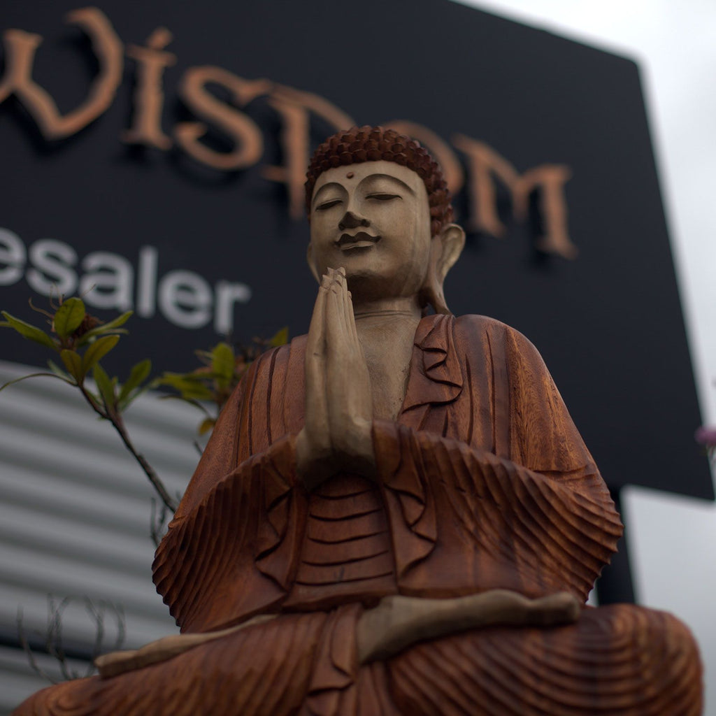 Hand Carved Buddha Statue 80cm Welcome for Home Decor
