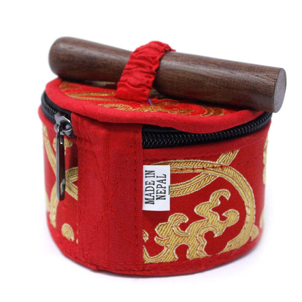 Mini Singing Bowl Gift Set in Red with Cushion and Stick Included