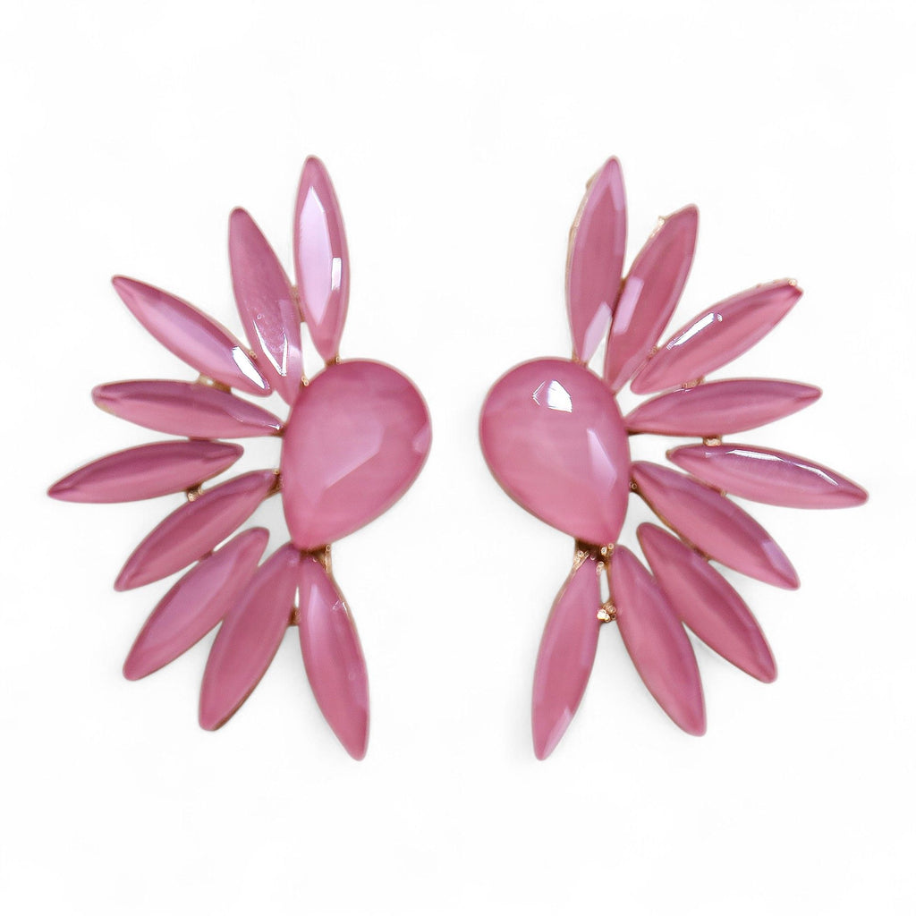Soft Pink Vintage Glass Angel Wings Earrings for Elegant Style