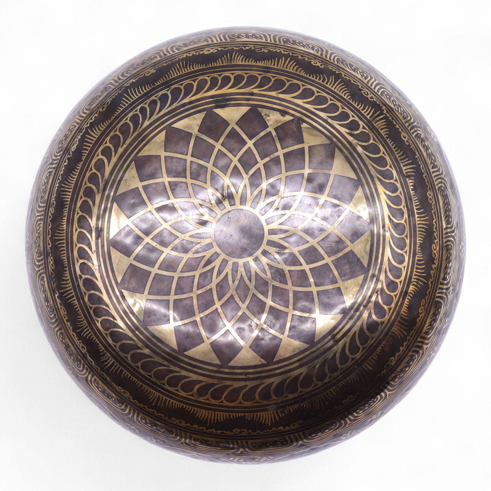 Engraved Huge Vibrational Feet Standing Bowl for Sound Therapy Use