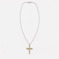 Indian Devotional Pendant - Silver Plated (45cm Chain)- Citrine Crucifix