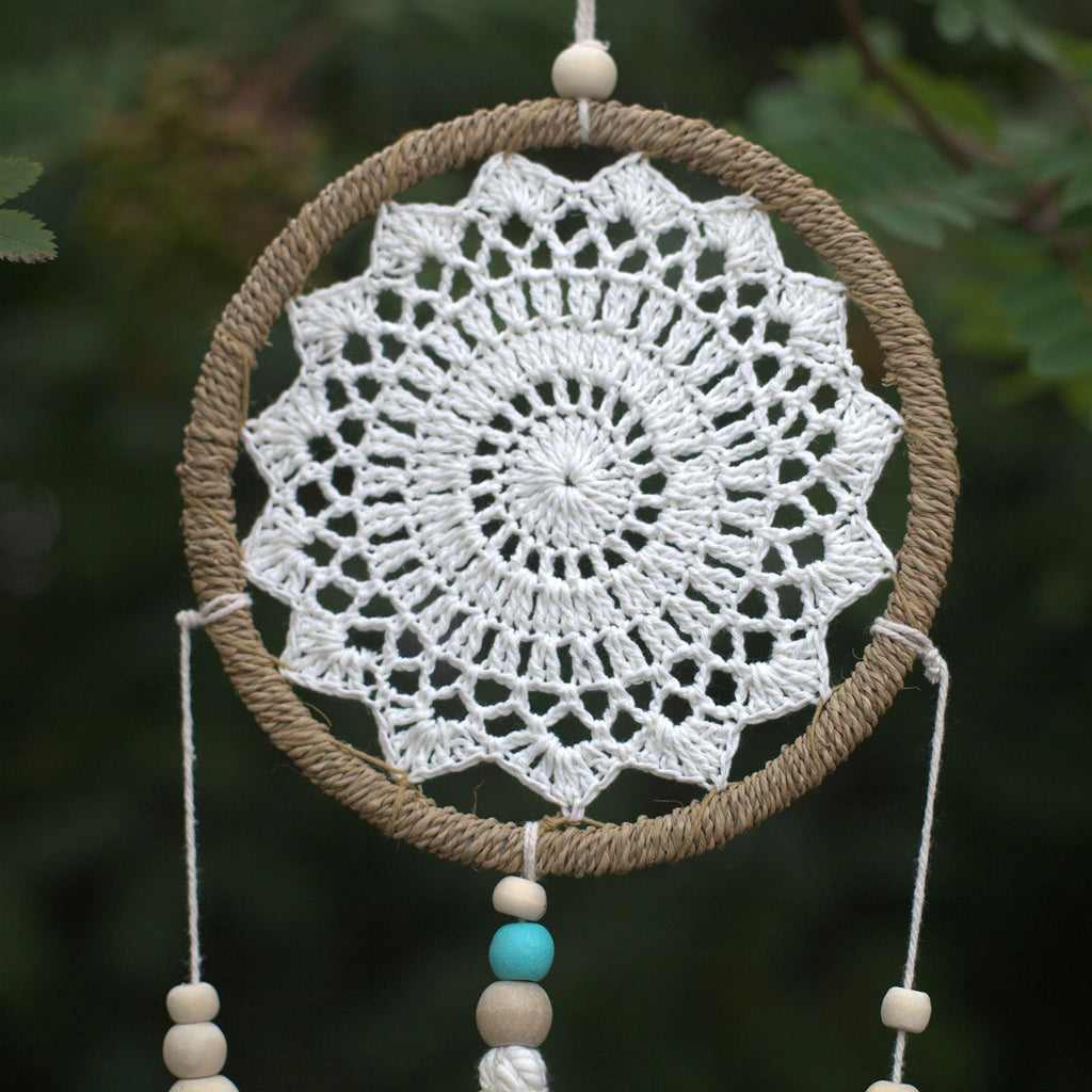 Medium Natural Dream Catcher with Elemental Spirits Design