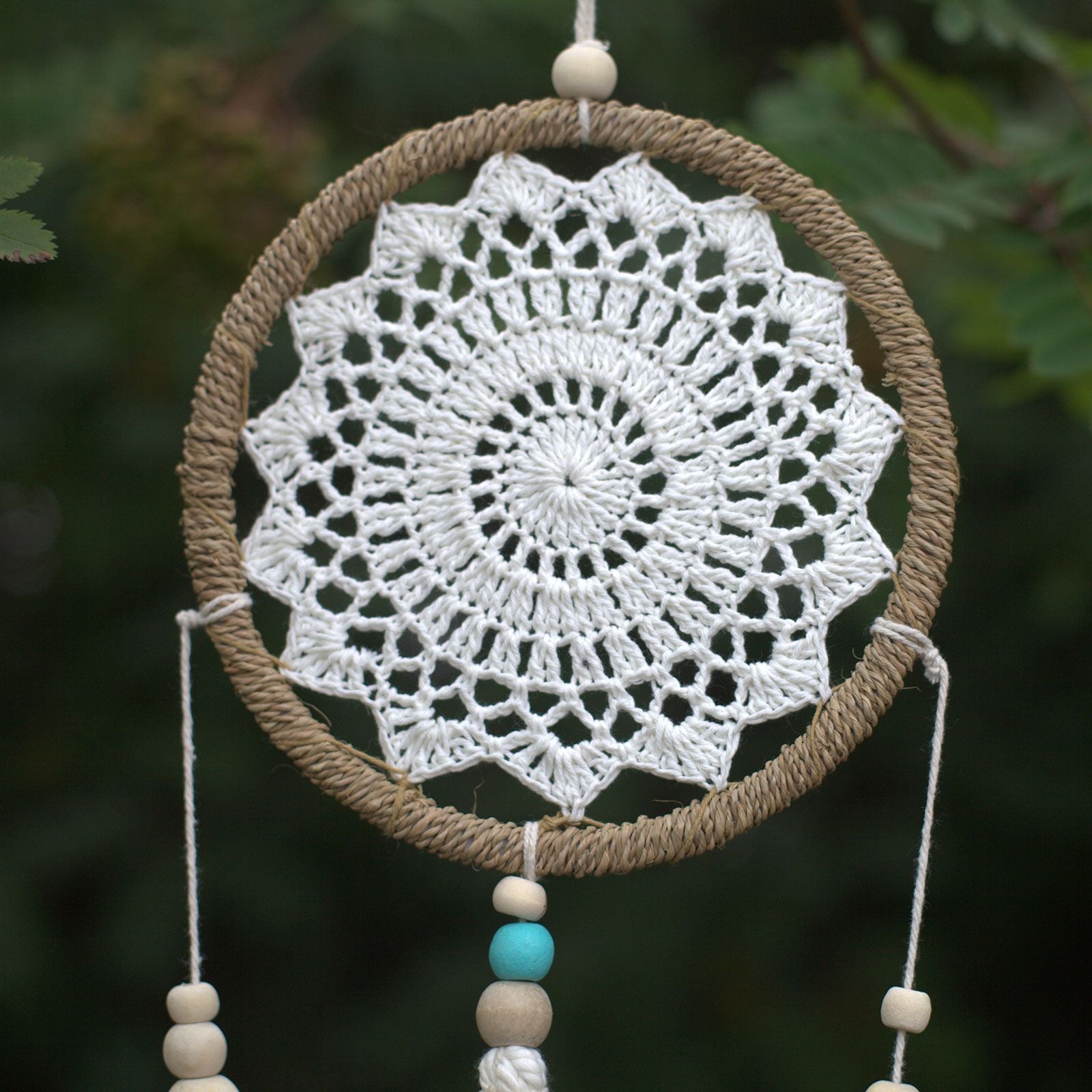 Medium Natural Dream Catcher with Elemental Spirits Design