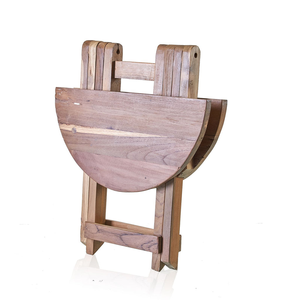 Round Folding Coffee Table 50cm Unique Recycled Wood Design Piece
