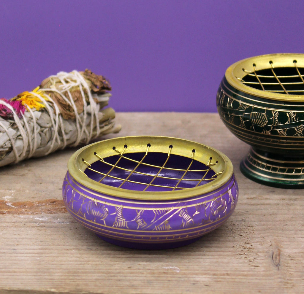 Chakra Charcoal Incense Jar Crown for Rituals and Purification
