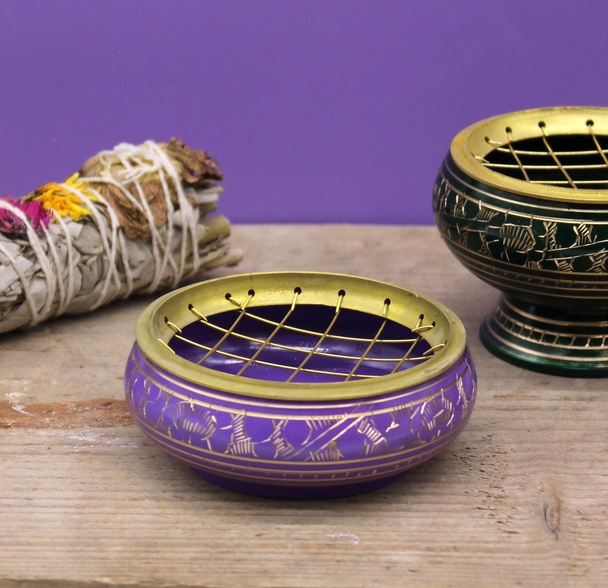 Chakra Charcoal Incense Jar Crown for Rituals and Purification