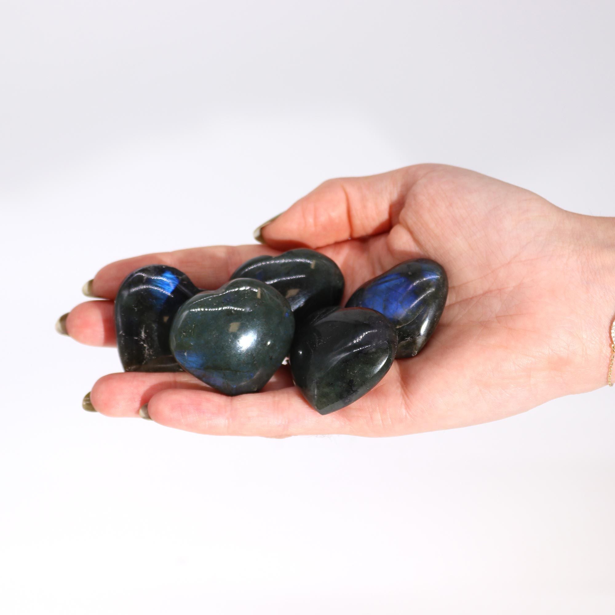 Madagascar Labradorite Hearts Stone with Iridescent Colours