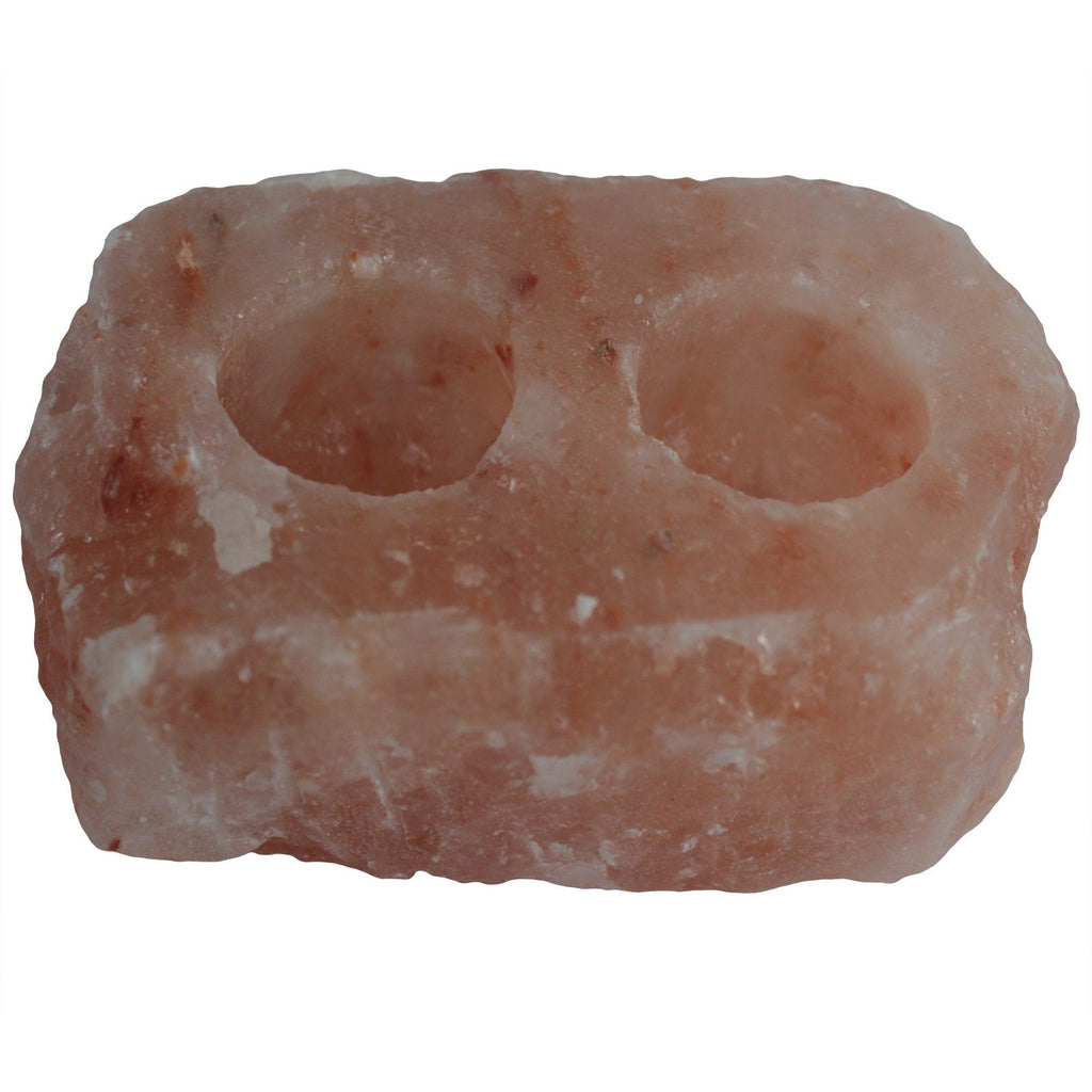 Unique Natural Himalayan Salt Candle Holder with 2 Candle Holes