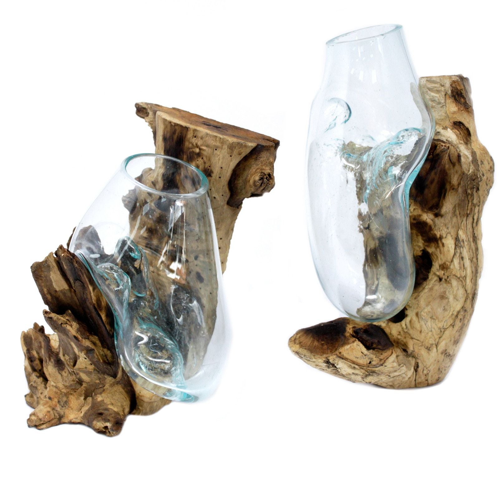 Molten Glass on Wood Hanging Bowl for Stylish Home Decor Display