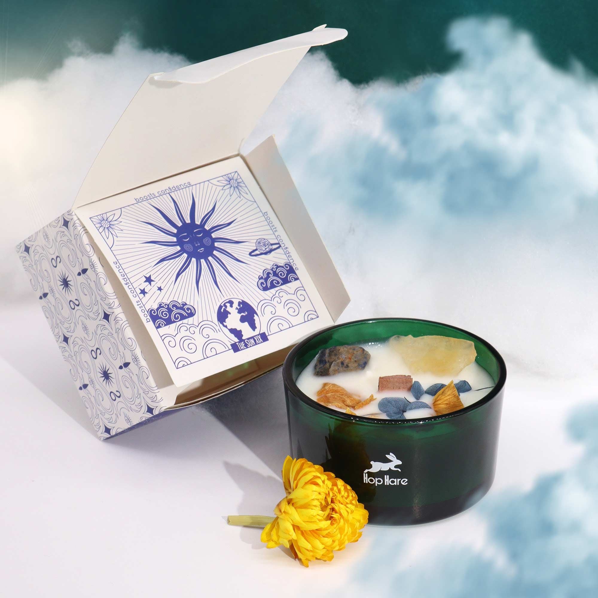 Crystal Candle with Citrine and Sodalite Inspired by The Sun's Light