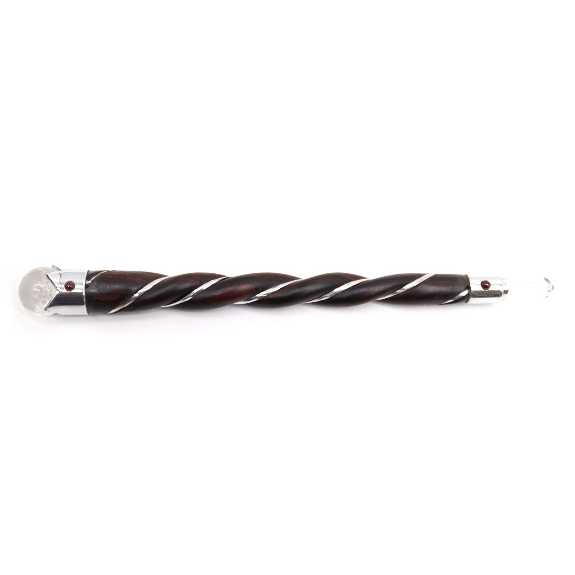 Twisted Wood and Rock Quartz Wand for Crystal Healing Display