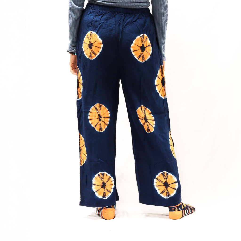 Japanese Style Lounge Pants in Blue and Orange for Comfort