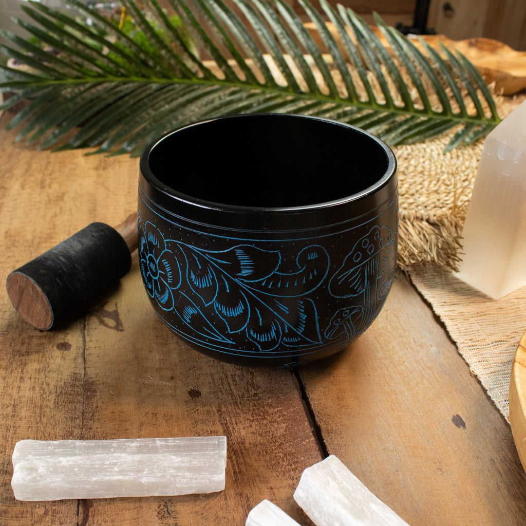 Magic Mushroom Blue Cauldron Singing Bowl for Meditation Spaces