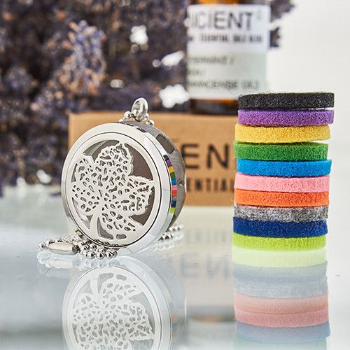 Aromatherapy Diffuser Necklace with Leaf Design 30mm Locket Style