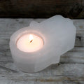 Selenite Hamsa Candle Holder for Home Decor and Gifting Ideas