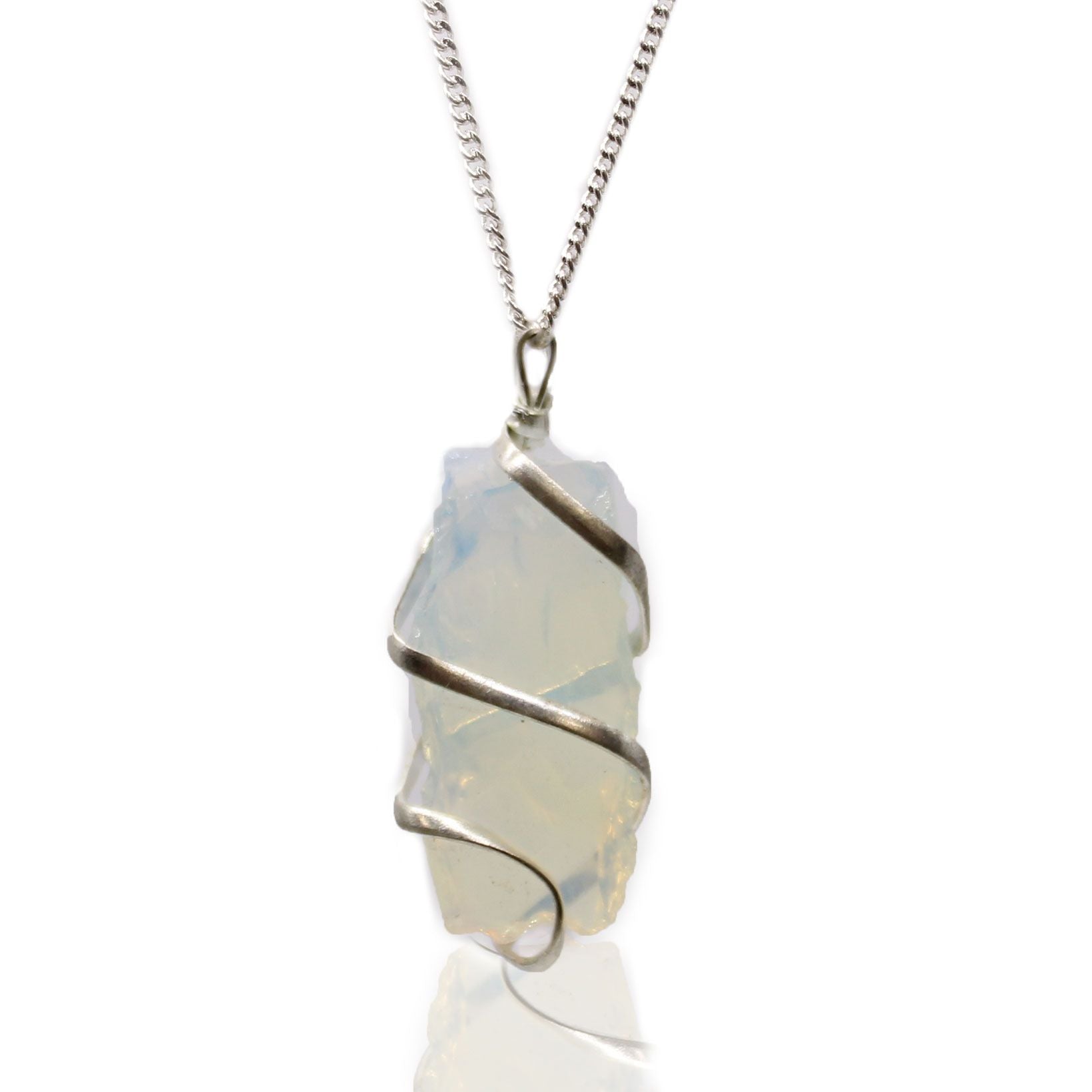 Cascade Wrapped Gemstone Necklace with Rough Opalite Design