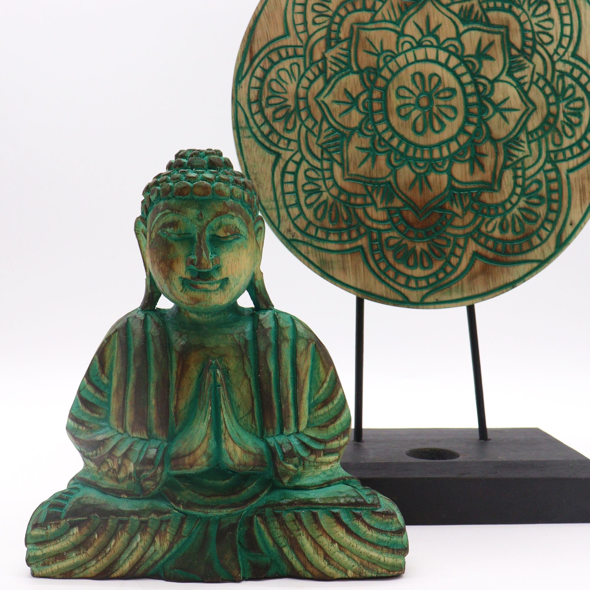 Buddha Feng Shui Set with Green Buddha Knot for Harmony and Peace