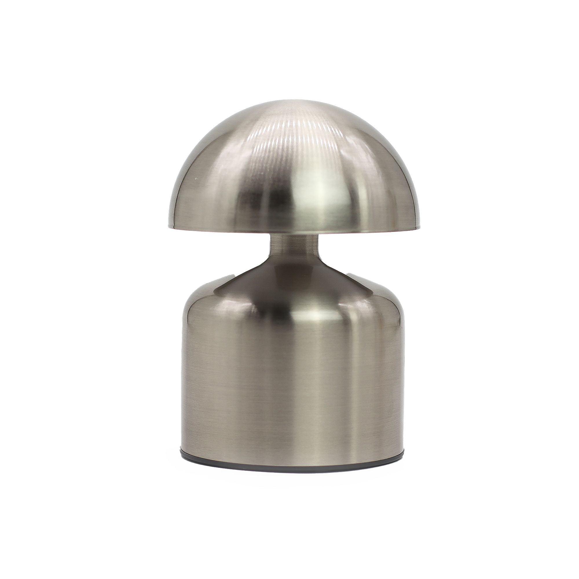 Dome Mushroom Silver Touch Lamp with USB C Rechargeable Design
