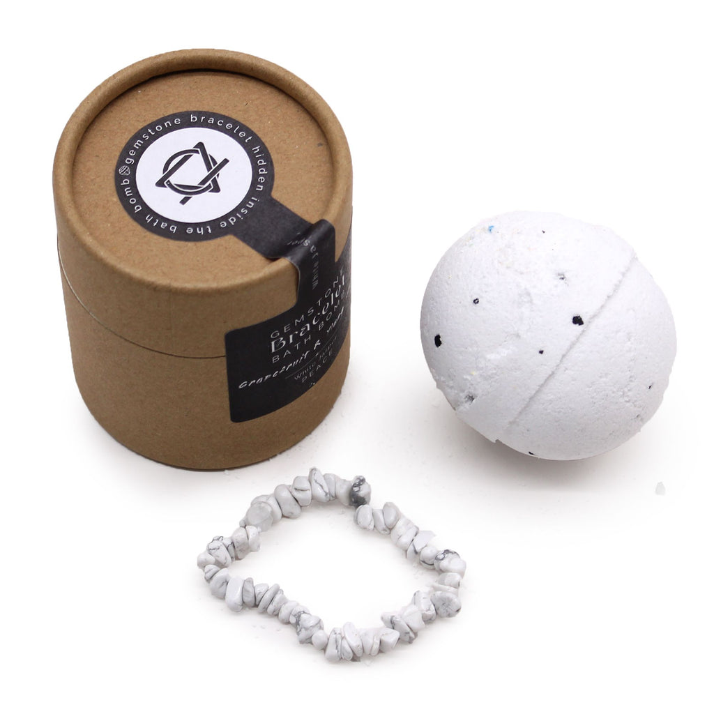 White Jasper Gem Bracelet Bath Bomb with Grapefruit & Ylang Ylang