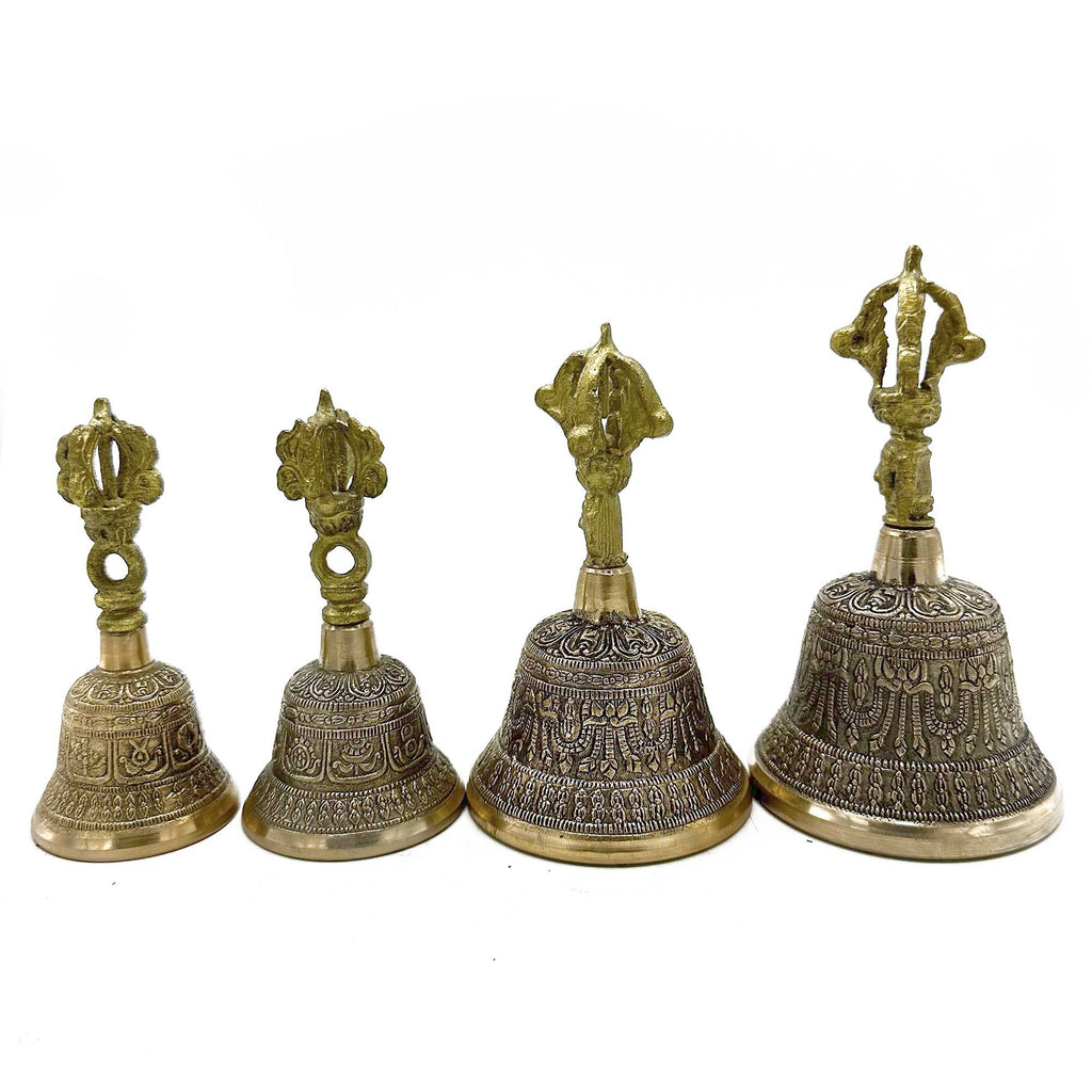 Medium Tibetan Tingsha Bell with Intricate Symbol Design