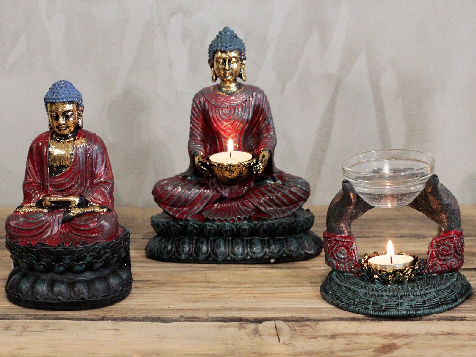 Antique Buddha Devotee Candle Holder for Tranquil Home Decor