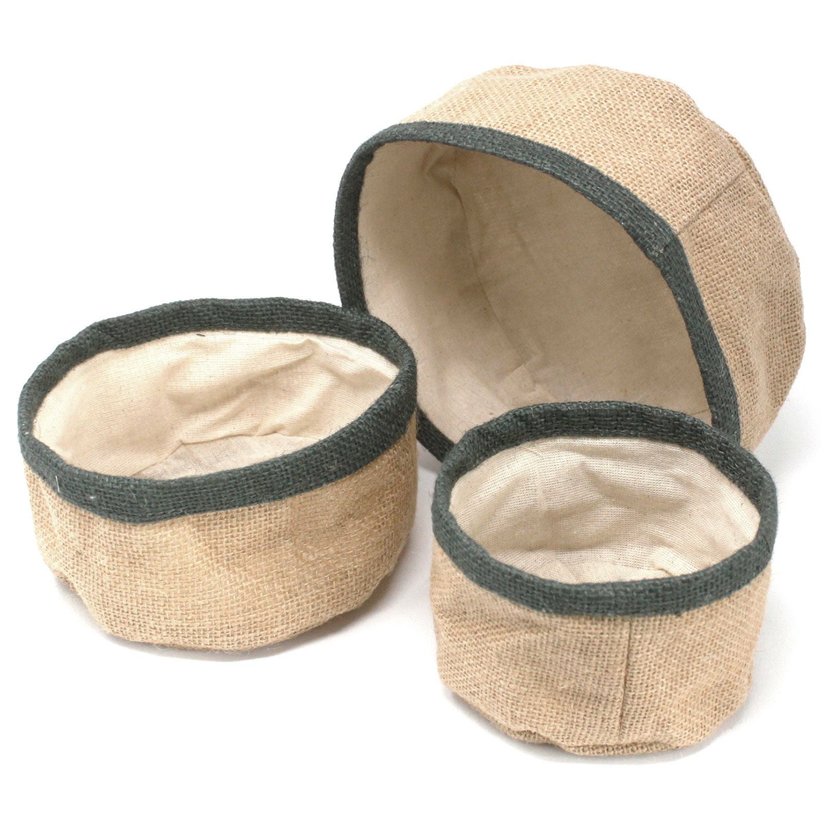 Set of 3 Natural Jute Baskets in Charcoal for Stylish Storage