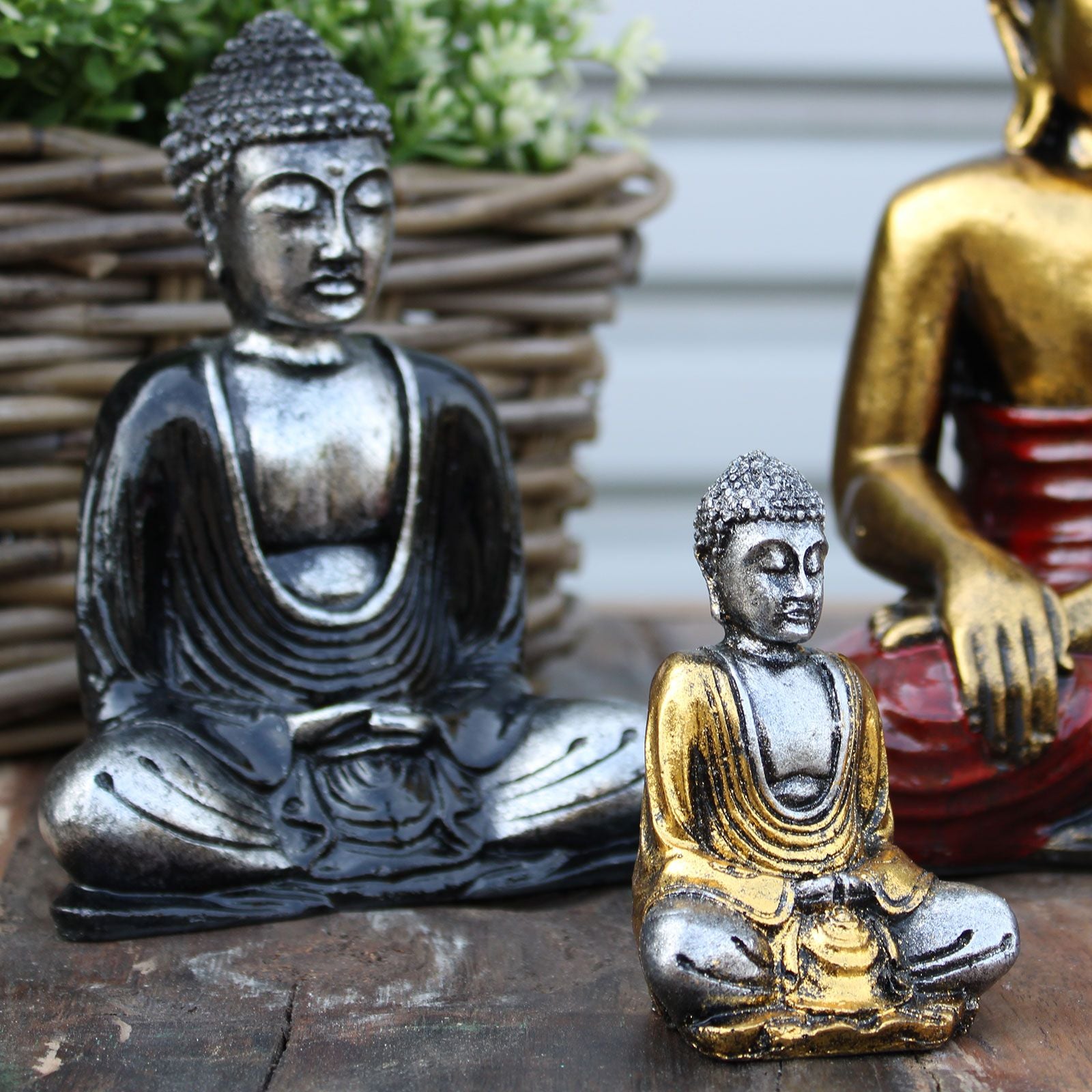Silver Mini Buddha Statues in Assorted Colours for Home Decor