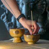 Lrg Ritual Bowl Incense Cone Holder 11x6.cm - Om