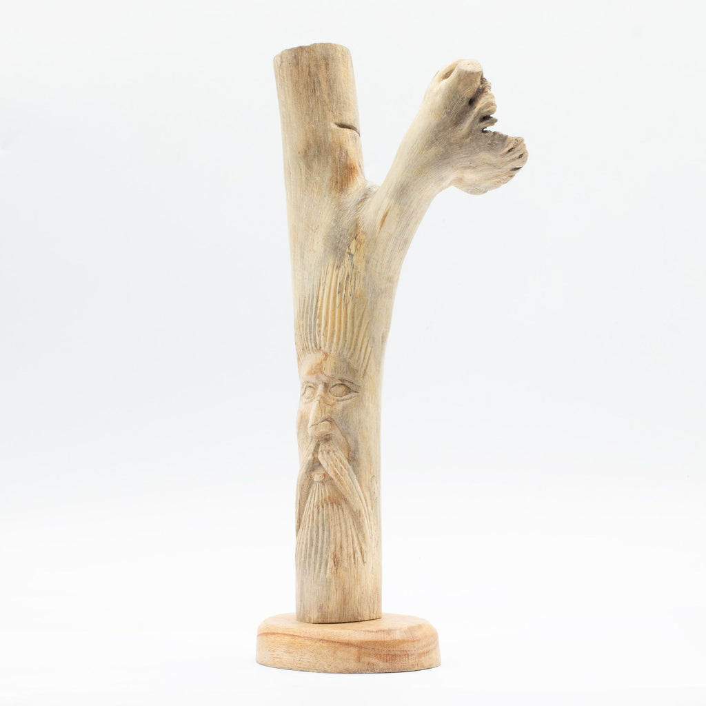 Handmade Parasite Wood Art Carving with Unique Greenman Design