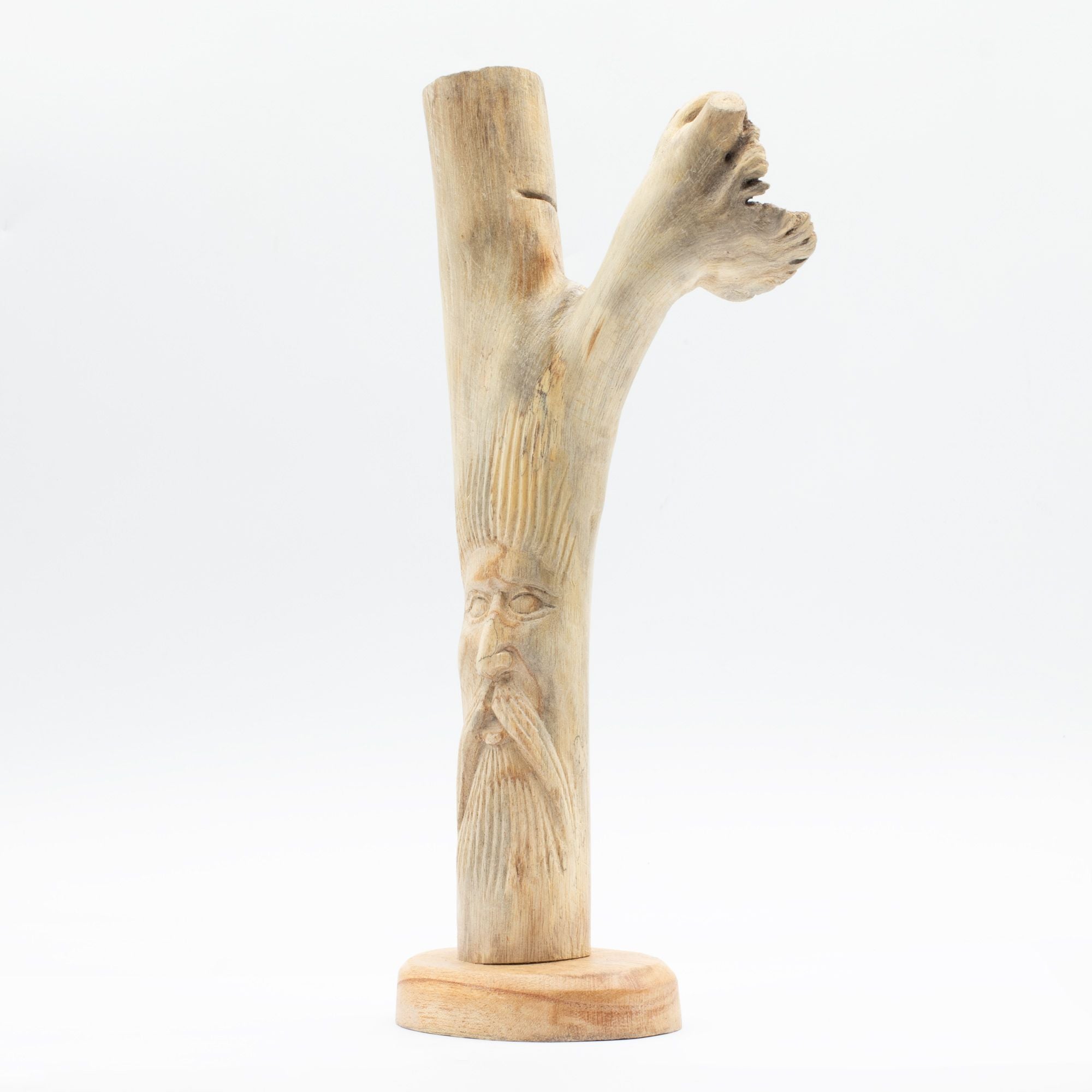 Handmade Parasite Wood Art Carving with Unique Greenman Design