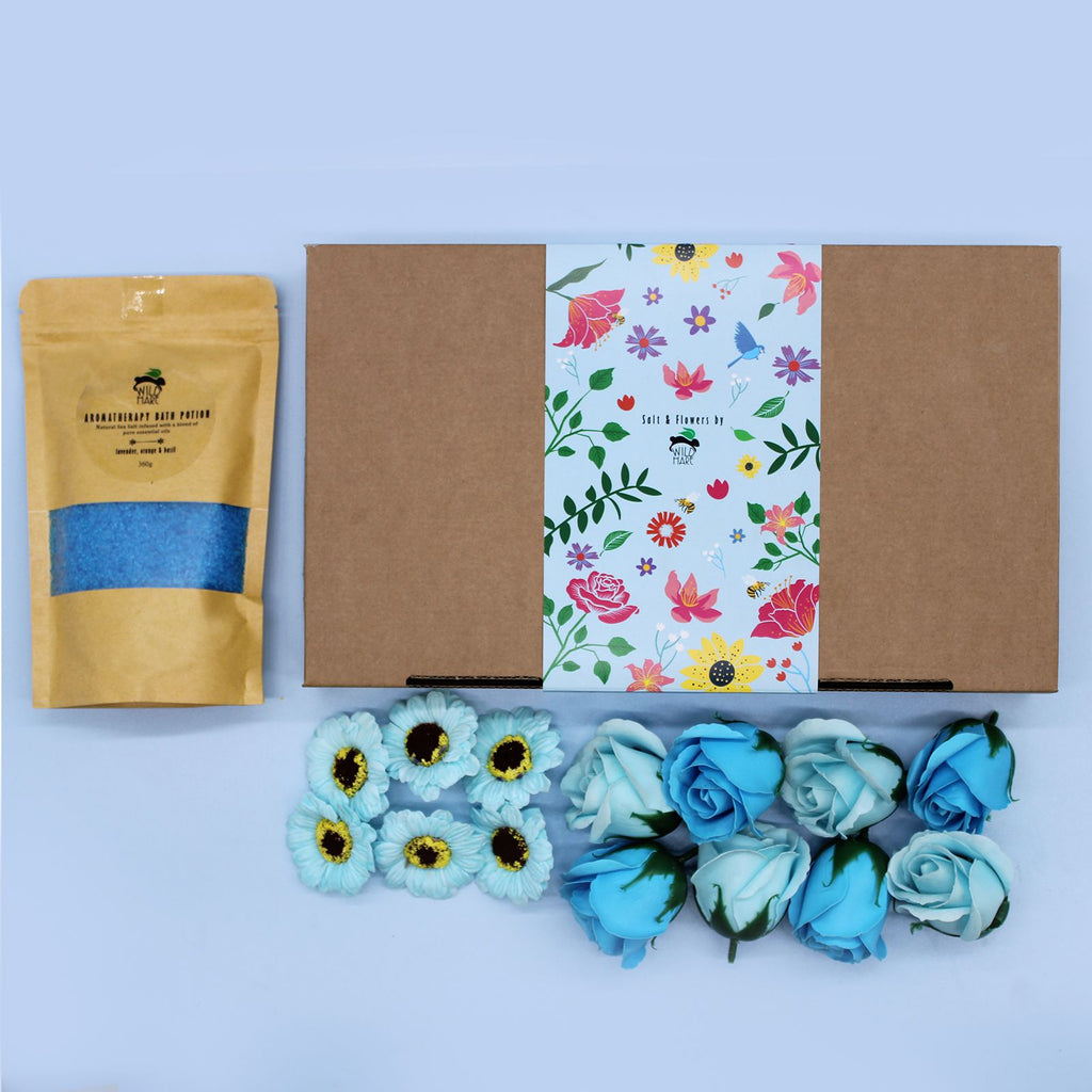 Wild Hare Salt & Flowers Total Unwind Bath Set for Relaxation