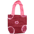 Natural Tye Dye Cotton Bag with Maroon Rings and Pink Handle