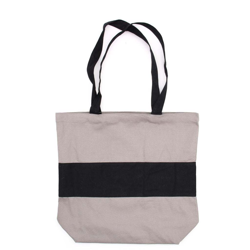 Two Tone Cotton Tote Bag Grey Black Eco Friendly Shopper 38x42cm