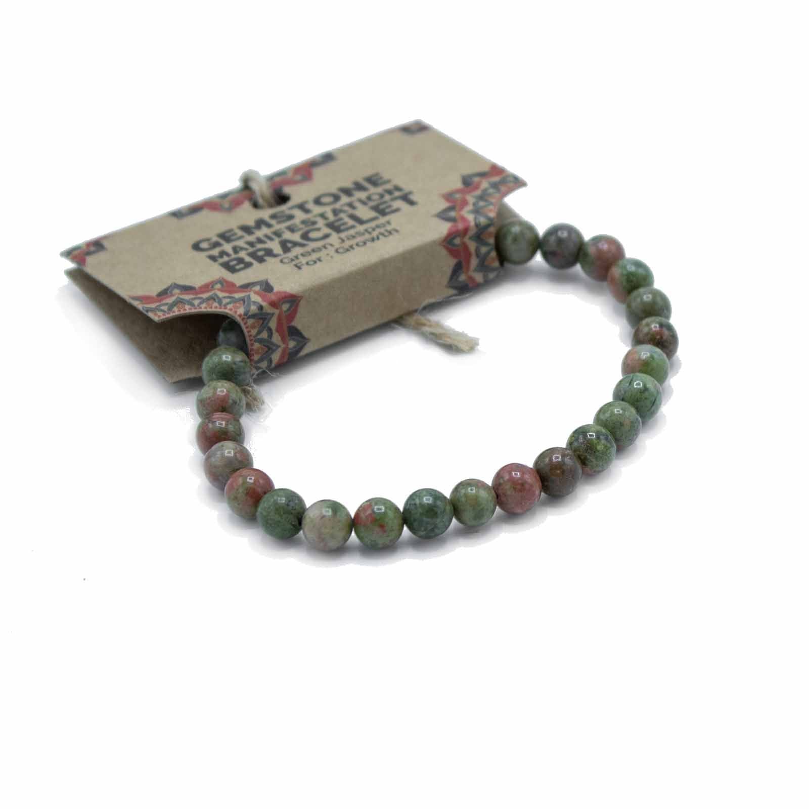 Gemstone Manifestation Bracelet with Green Jasper for Growth