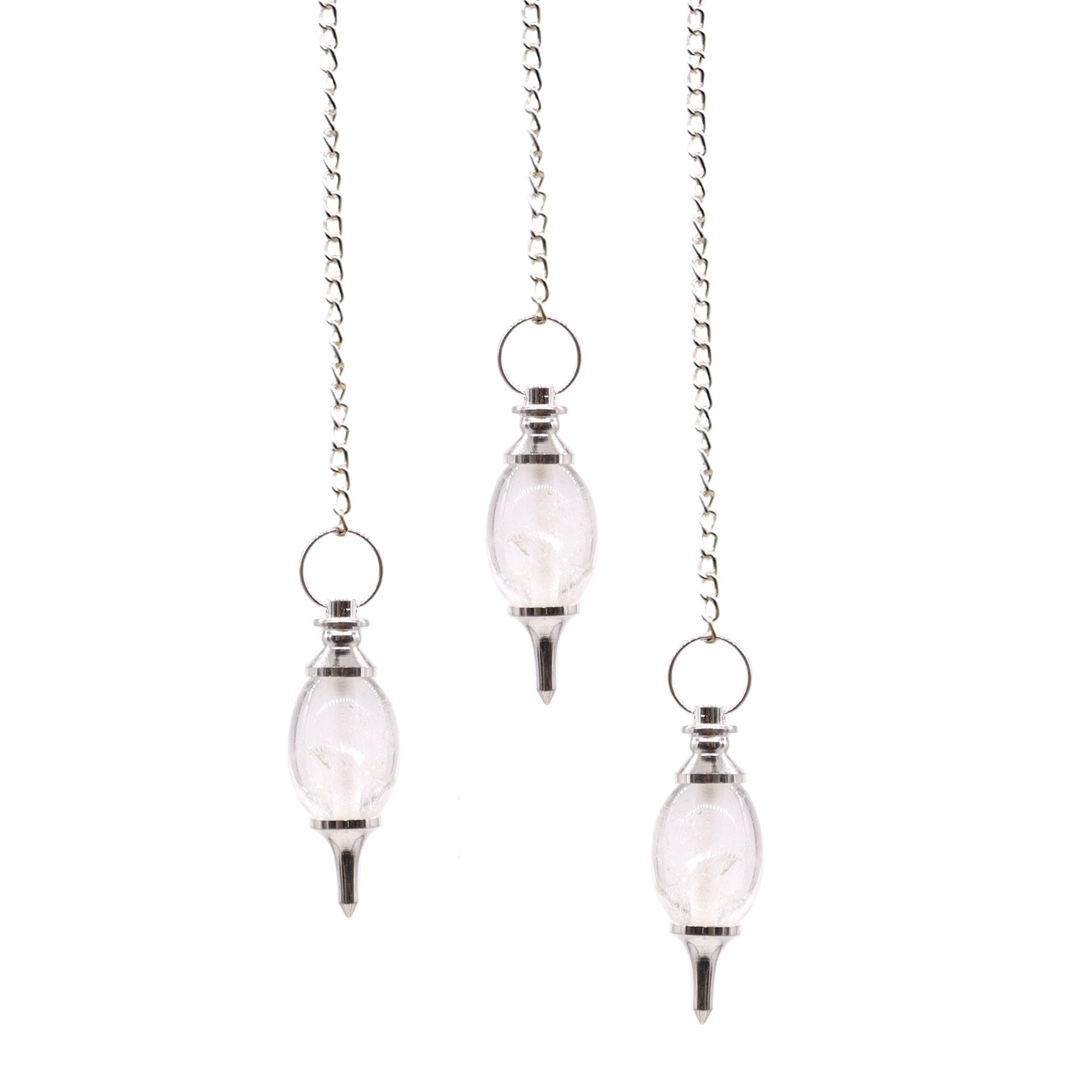 Lingam Shaped Rock Quartz Gemstone Pendulum for Divination Use