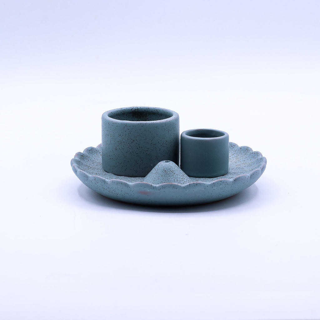 Palo Santo Stick and Smudge Holder with Lotus Flower Blue Design
