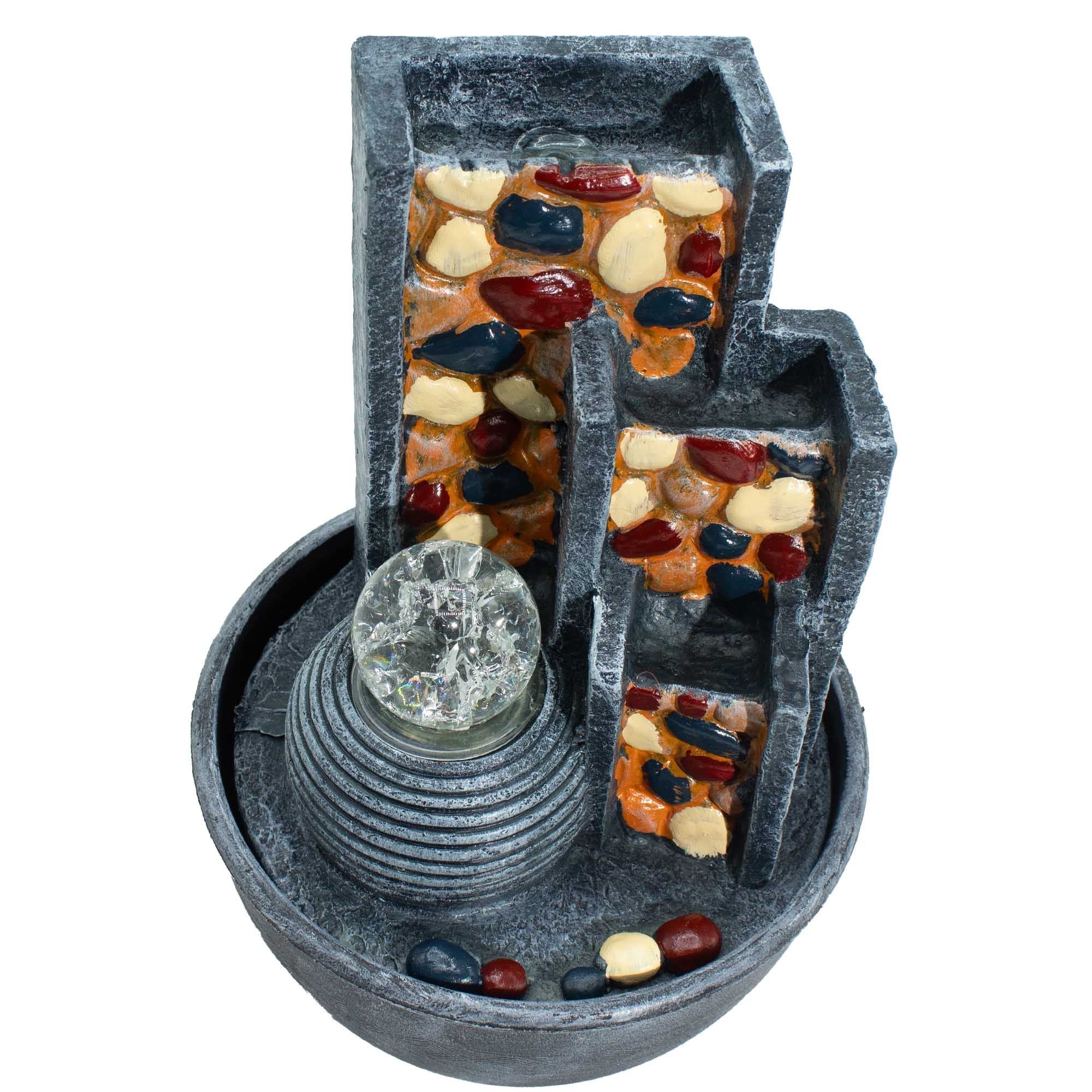 Pebble Wall Tabletop Water Feature with Crystal Ball for Decor