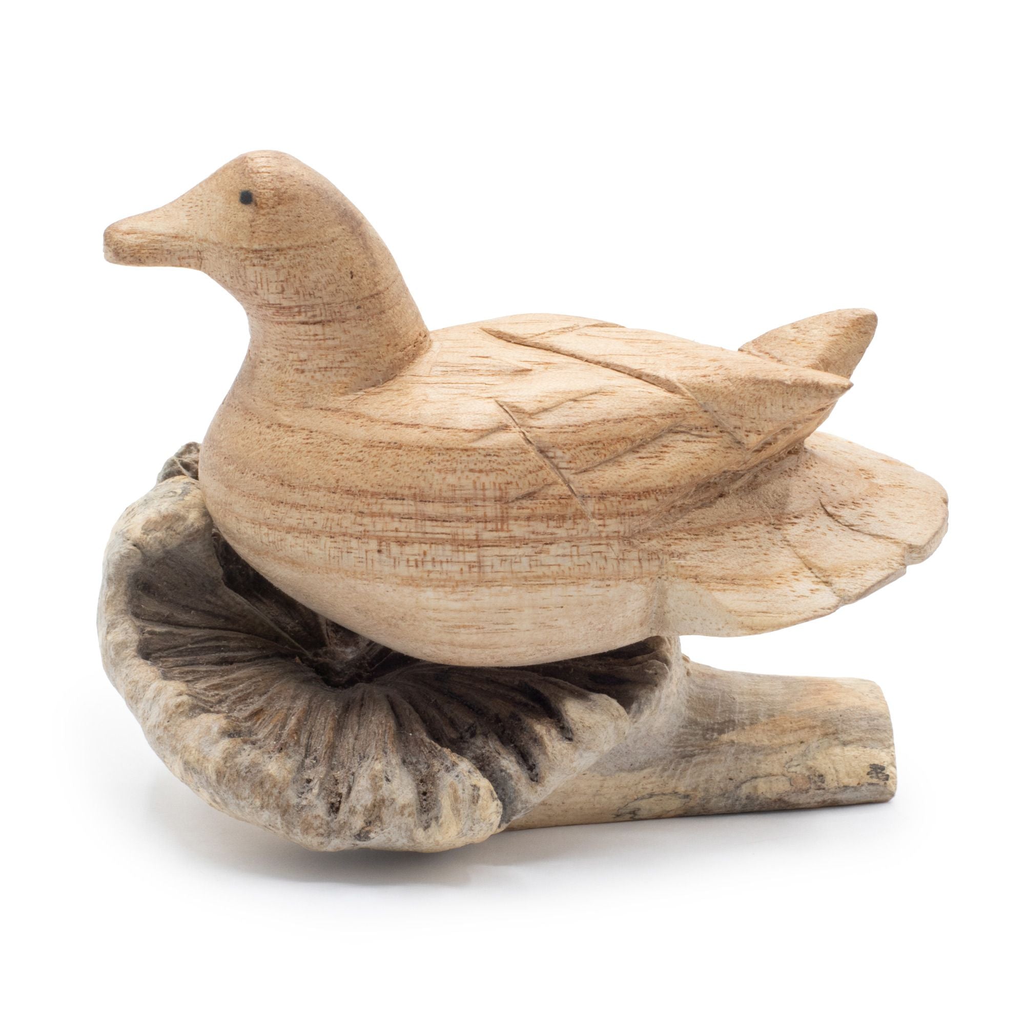 Handmade Parasite Wood Art Carving of Wild Duck Resting Piece
