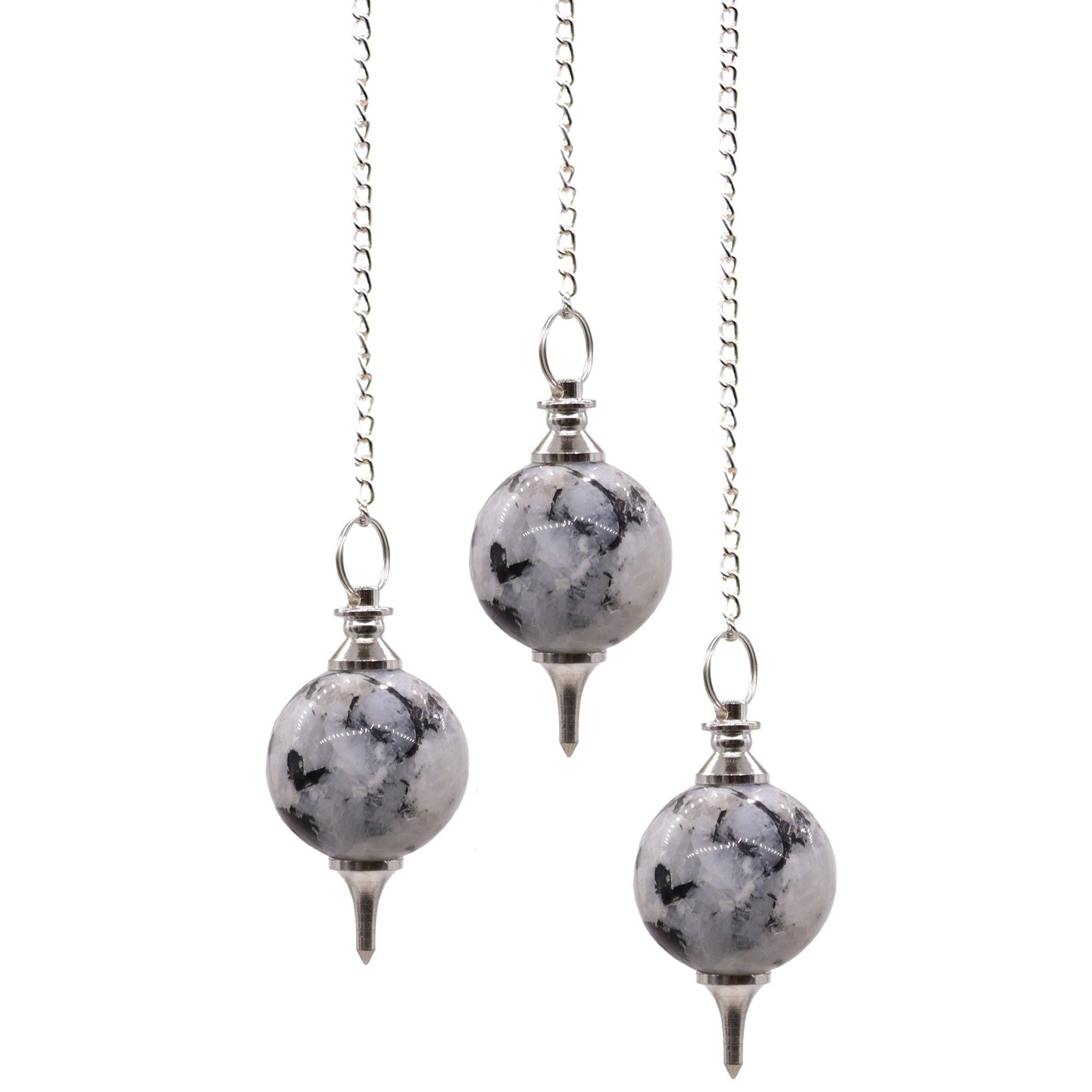 Sphere Pendulums Rainbow Moonstone for Dowsing and Divination