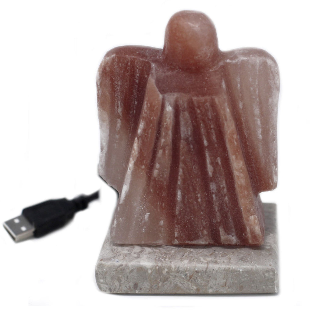 USB Angel Shaped Himalayan Salt Lamp with Multicolour Light Design