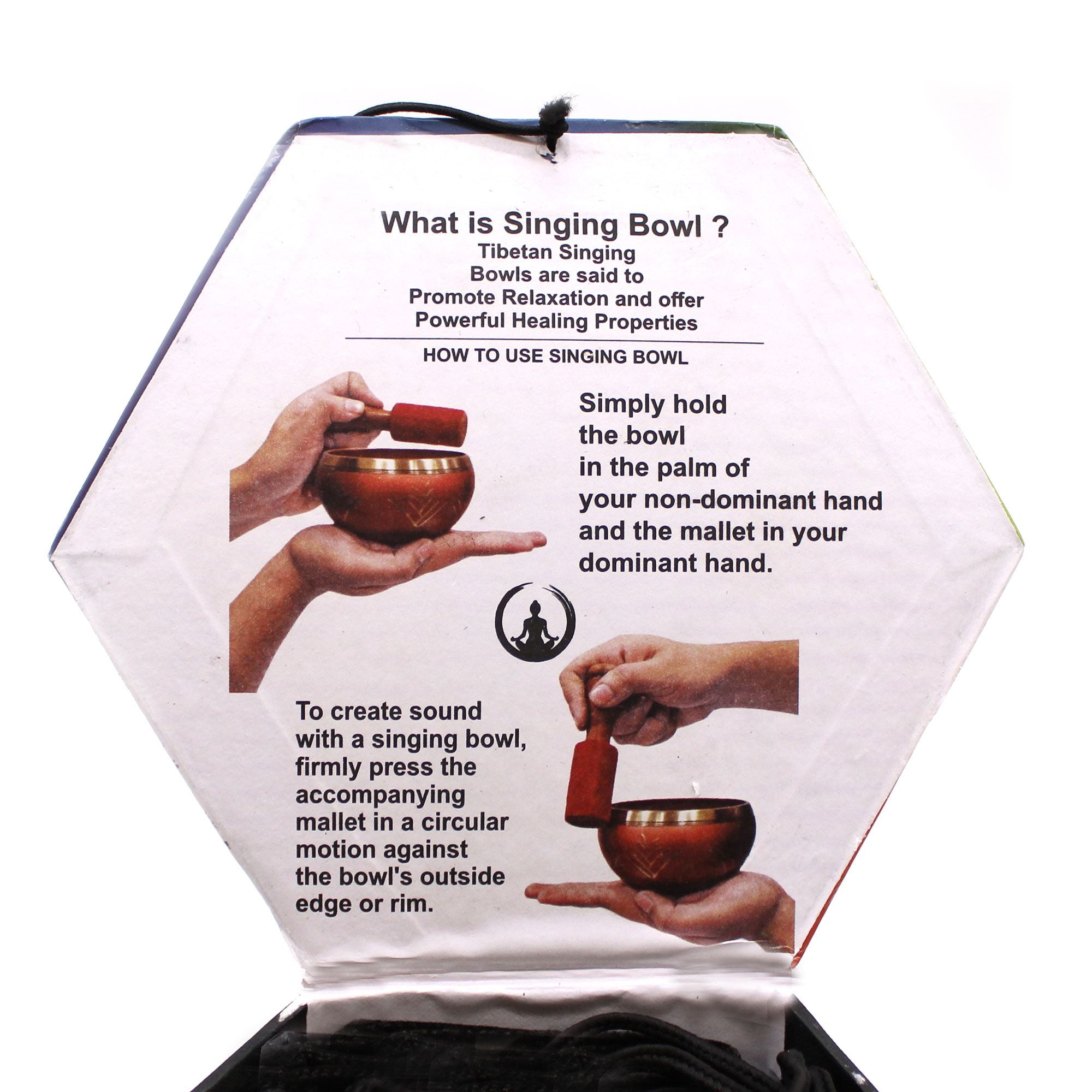 Buddha Singing Bowl Set Black and Orange 10.7cm for Meditation