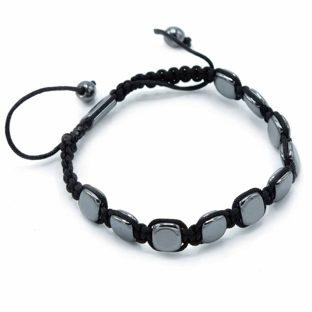 Magnetic Hematite Shamballa Bracelet with Stylish Round Corners