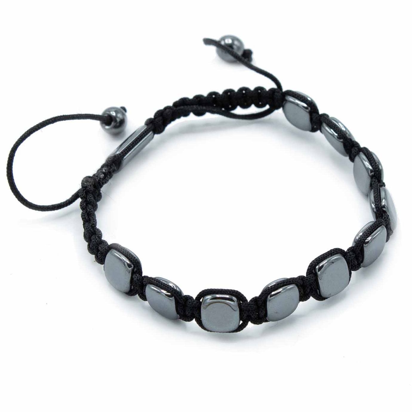 Magnetic Hematite Shamballa Bracelet with Stylish Round Corners
