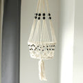 Large Single Beaded Macrame Pot Holder for Home Decor Display
