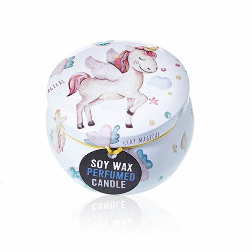 Art Tin Candle Unicorns Design with Moonstone Scented Aroma Bliss
