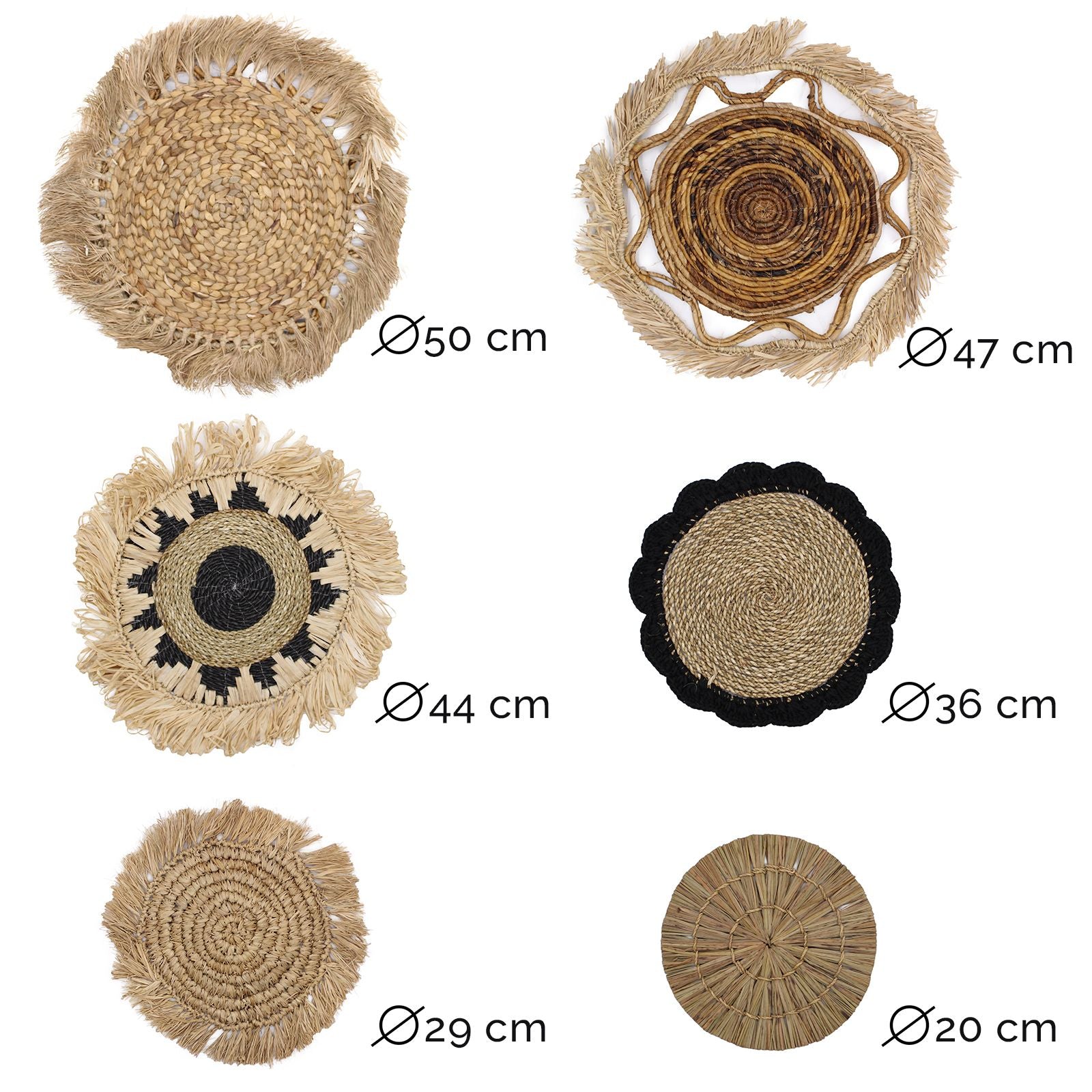 Set of Six Natural Wall Art Pieces from the Kribo Collection