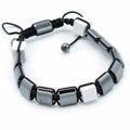 Magnetic Hematite Shamballa Bracelet with White Jasper Cuboids