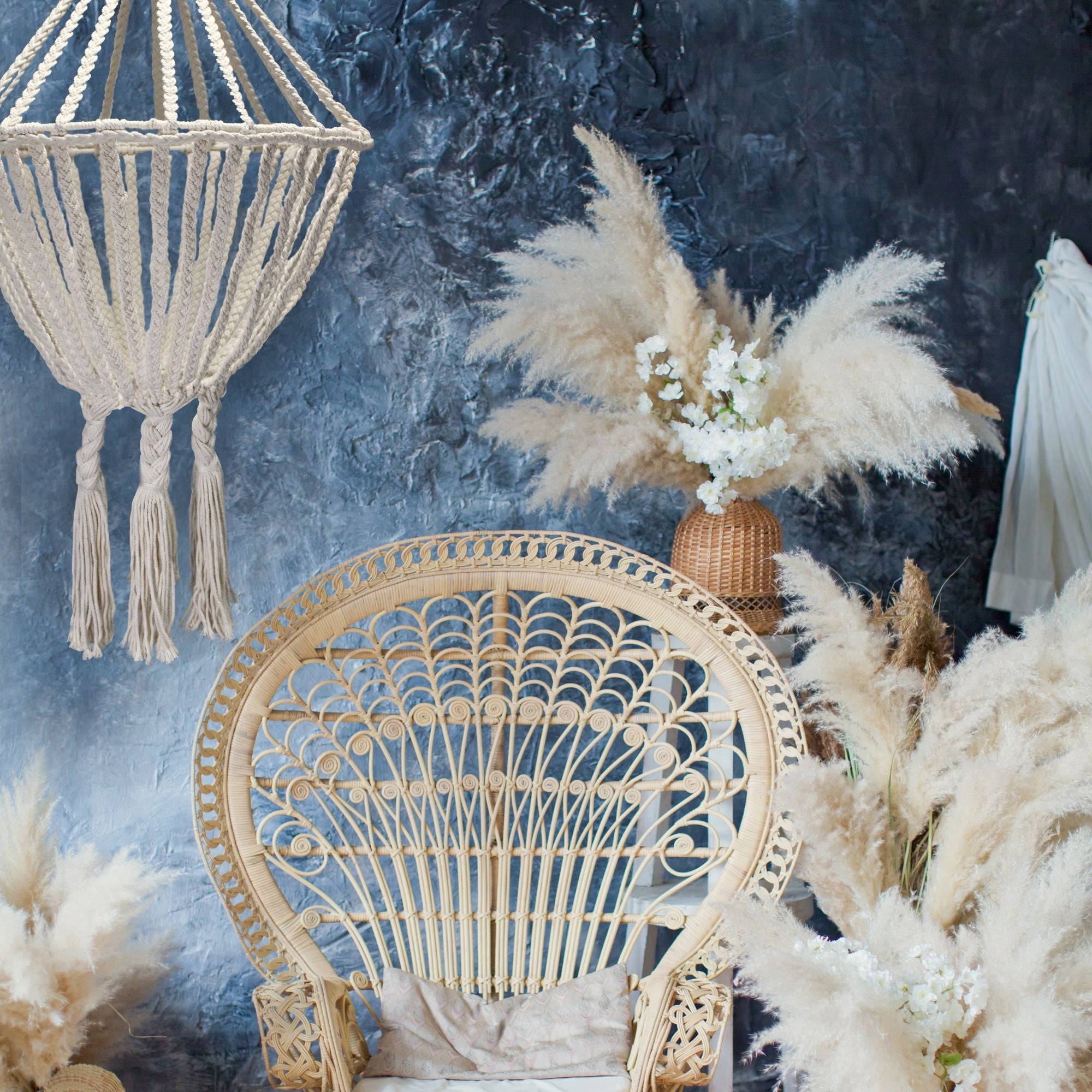 Macrame Large Drop Chandelier Natural Bohemian Home Decor Piece